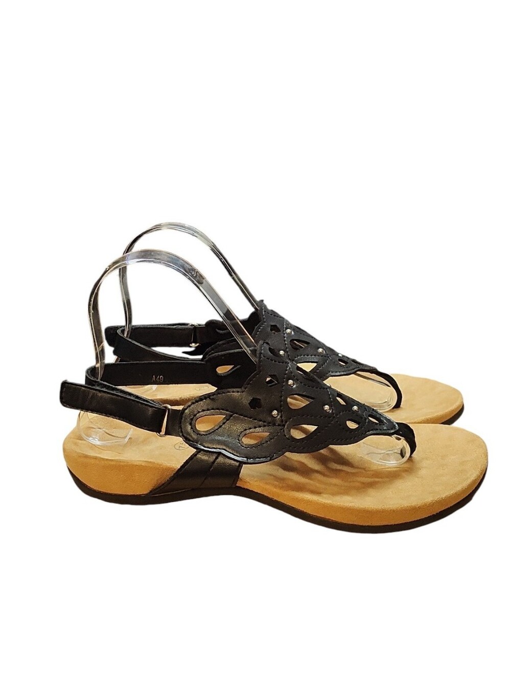 Athlefit Black Orthotic Studded Cutout Slingback Sandals Size 7.5